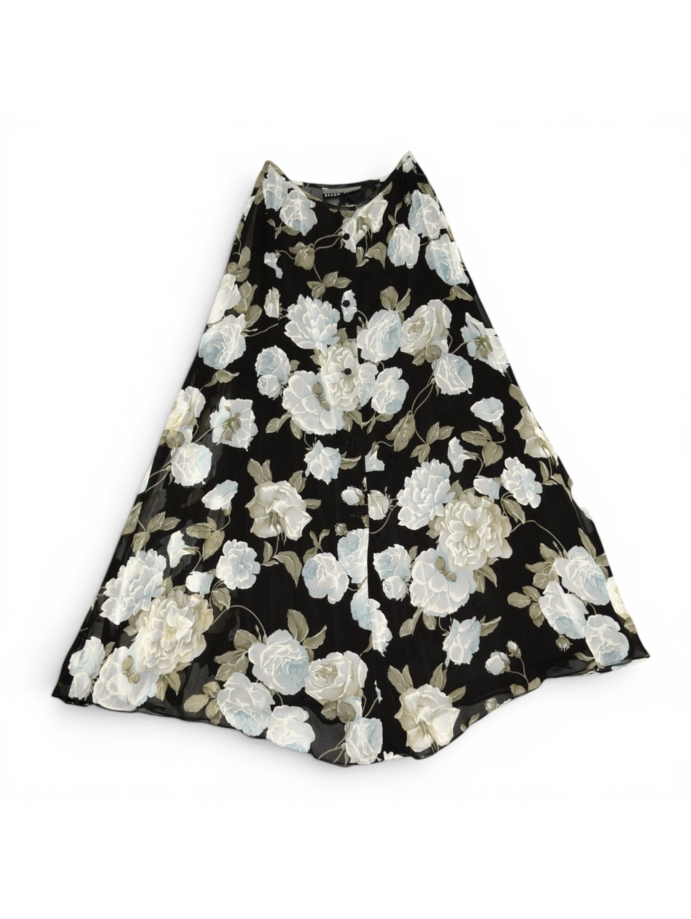 Vintage Deadstock Ellen Tracy Black Floral Rayon Skirt Size 4